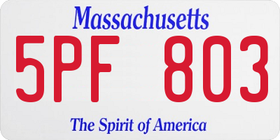 MA license plate 5PF803