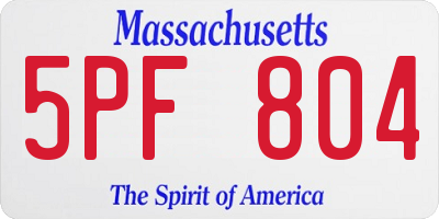 MA license plate 5PF804