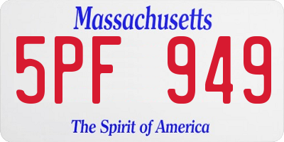 MA license plate 5PF949