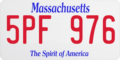 MA license plate 5PF976