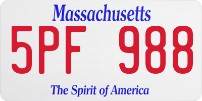 MA license plate 5PF988
