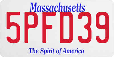 MA license plate 5PFD39