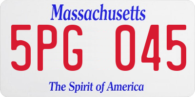 MA license plate 5PG045
