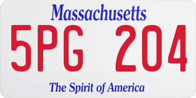 MA license plate 5PG204