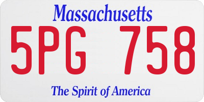 MA license plate 5PG758