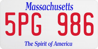 MA license plate 5PG986
