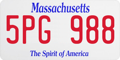 MA license plate 5PG988
