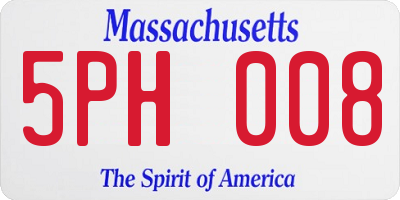 MA license plate 5PH008
