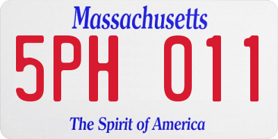 MA license plate 5PH011