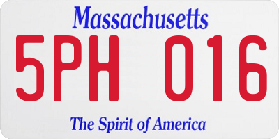 MA license plate 5PH016