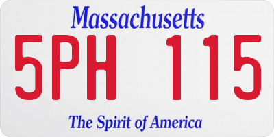 MA license plate 5PH115