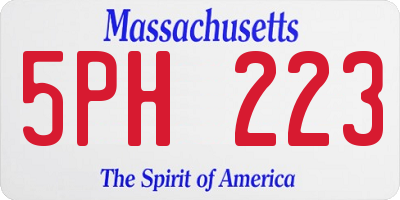 MA license plate 5PH223