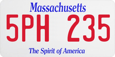 MA license plate 5PH235