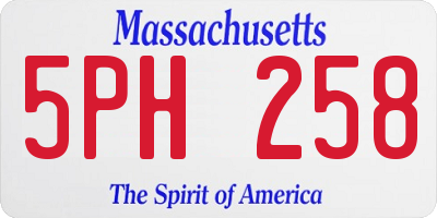 MA license plate 5PH258