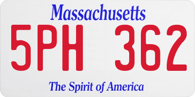 MA license plate 5PH362