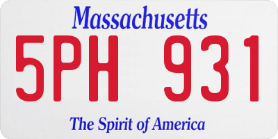 MA license plate 5PH931