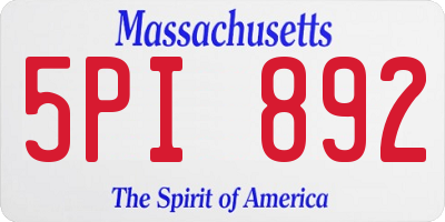 MA license plate 5PI892