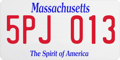 MA license plate 5PJ013