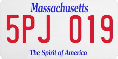 MA license plate 5PJ019