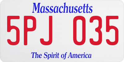 MA license plate 5PJ035