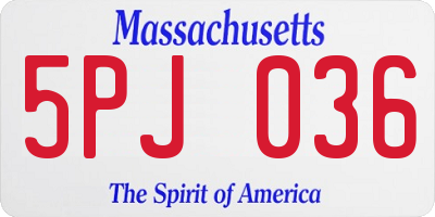 MA license plate 5PJ036
