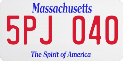 MA license plate 5PJ040