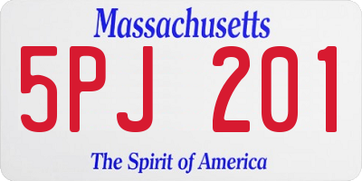 MA license plate 5PJ201