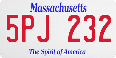MA license plate 5PJ232