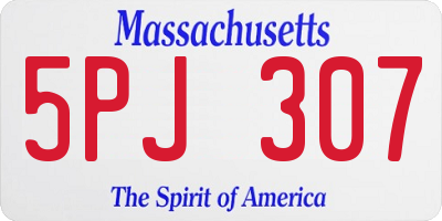 MA license plate 5PJ307