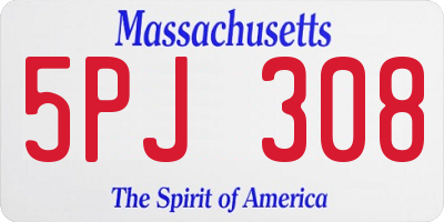 MA license plate 5PJ308