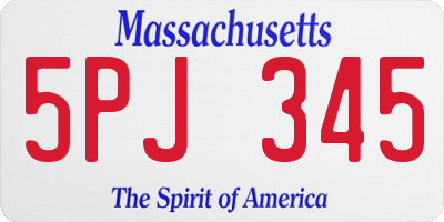 MA license plate 5PJ345