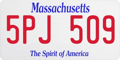 MA license plate 5PJ509