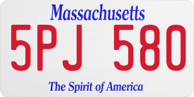 MA license plate 5PJ580