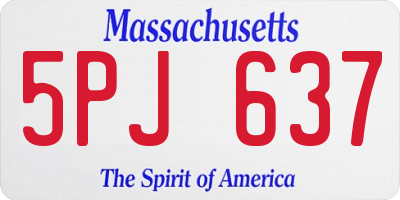MA license plate 5PJ637