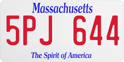 MA license plate 5PJ644