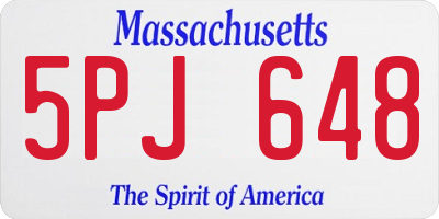 MA license plate 5PJ648