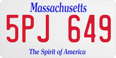 MA license plate 5PJ649