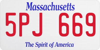 MA license plate 5PJ669