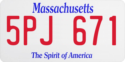 MA license plate 5PJ671