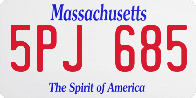 MA license plate 5PJ685