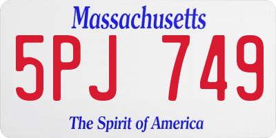 MA license plate 5PJ749