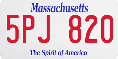 MA license plate 5PJ820