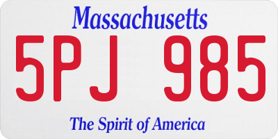 MA license plate 5PJ985