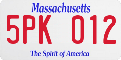 MA license plate 5PK012