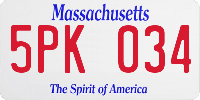 MA license plate 5PK034