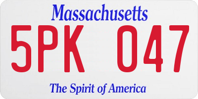 MA license plate 5PK047
