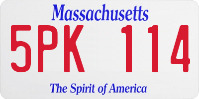 MA license plate 5PK114