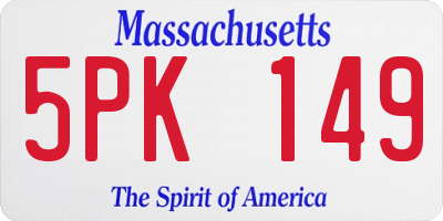 MA license plate 5PK149