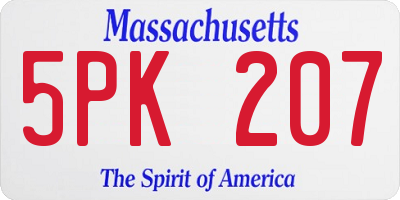 MA license plate 5PK207