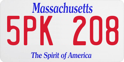 MA license plate 5PK208